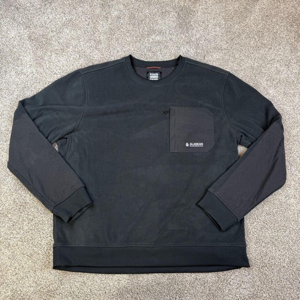 Alaskan Hardgear Duluth Trading Co Mens XL Black Fleece Crewneck Sweatshirt